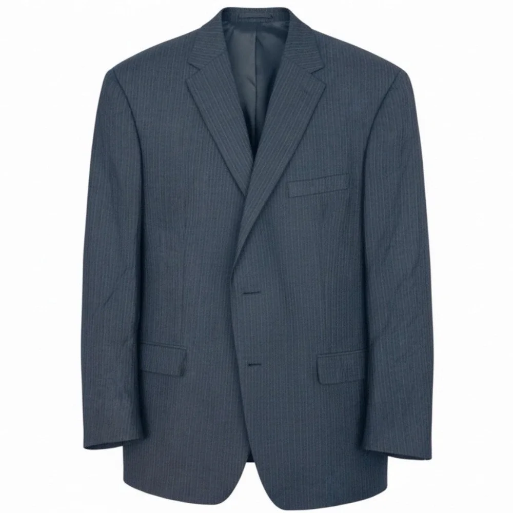 Lauren Ralph Lauren Mens 50R Grey Pinstripe‎ 100% Wool 2-Button Blazer Jacket